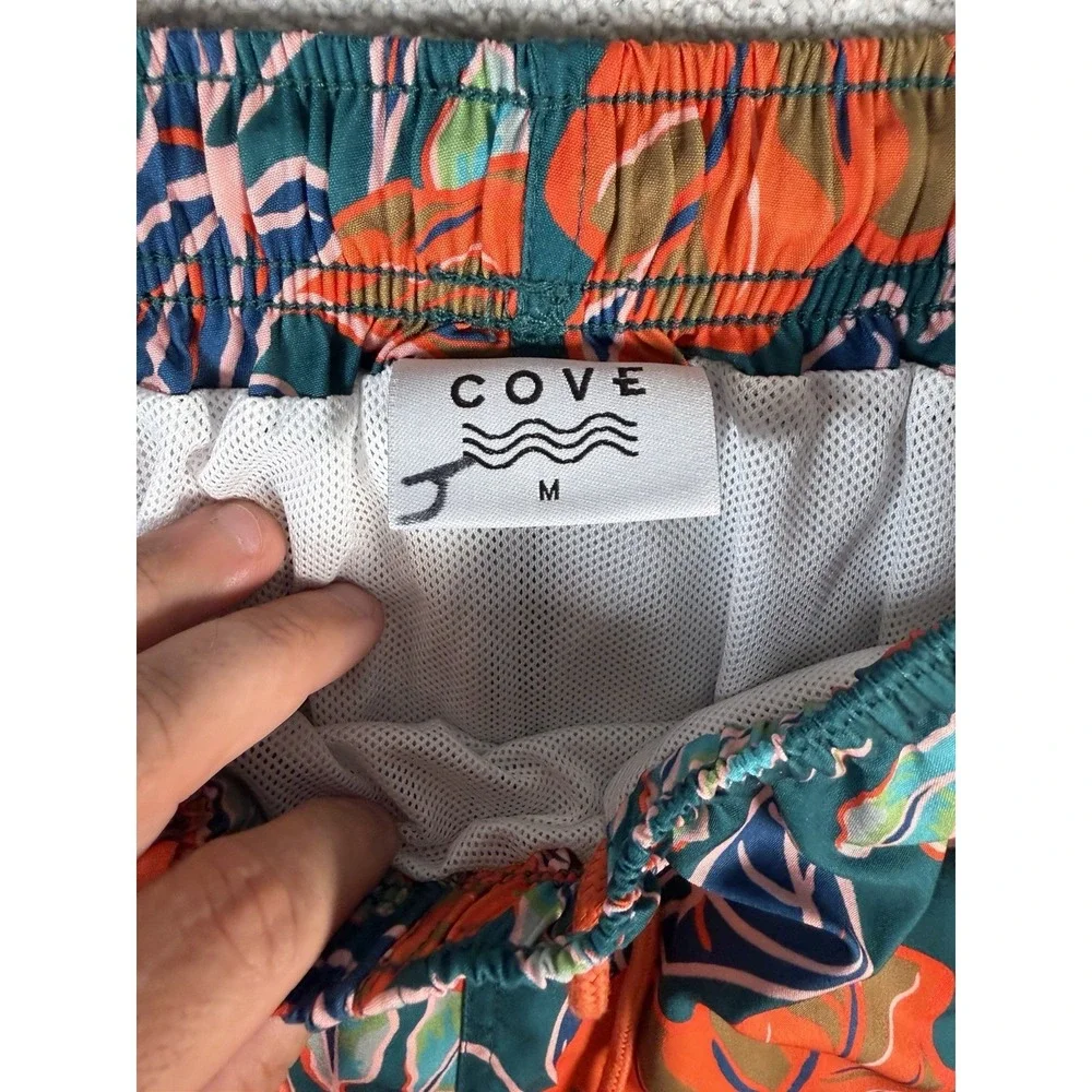 Cove Tropical Palm Leaf All Over Swim Trunks Mens Medium Multicolor Board Shorts